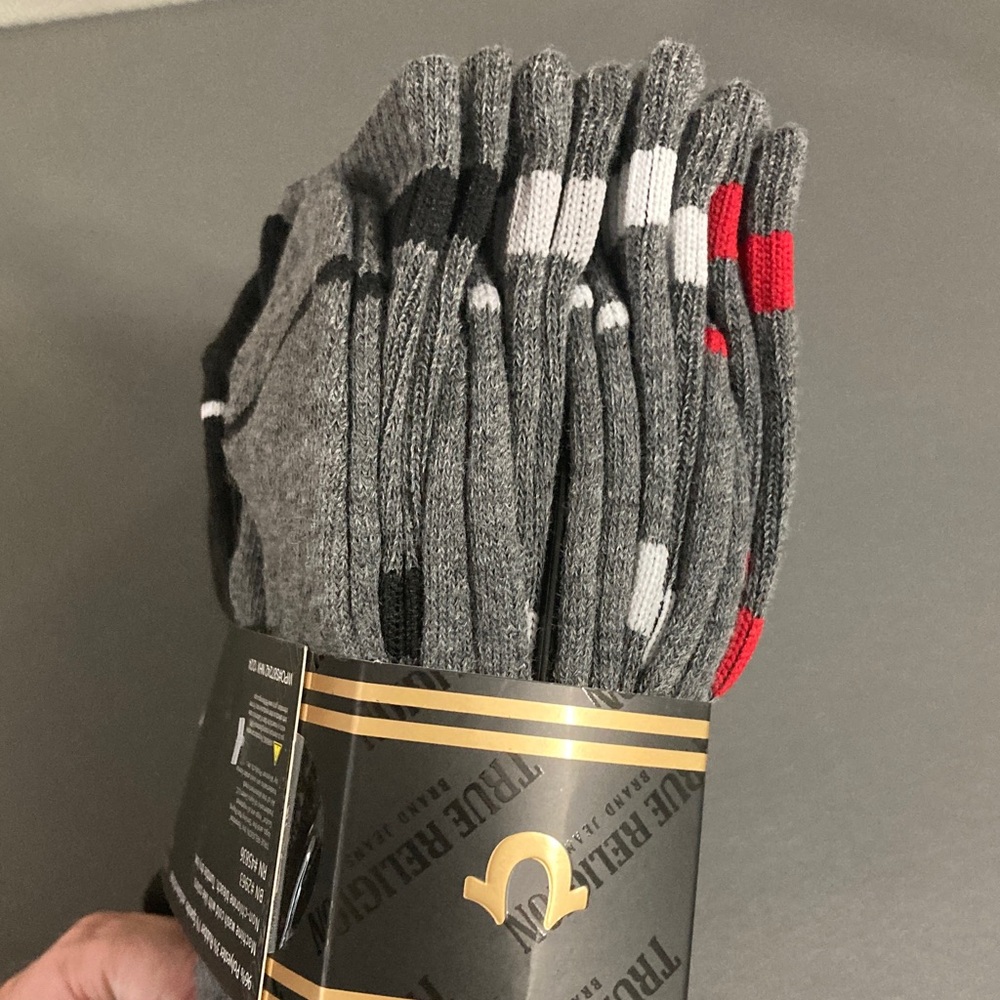 True Religion Black and Gray Athletic Socks 8 Pack - Picture 5 of 6